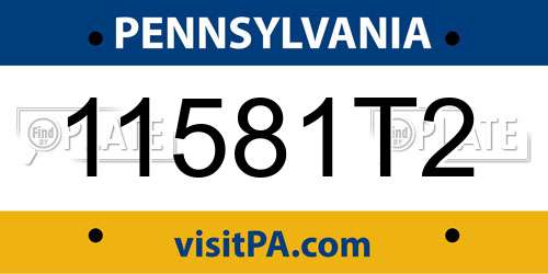 11581T2 Pennsylvania License Plate