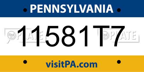 11581T7 Pennsylvania License Plate