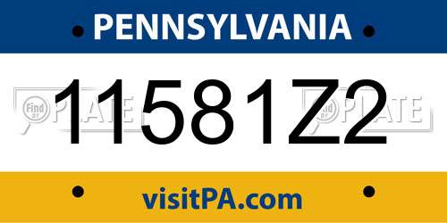 11581Z2 Pennsylvania License Plate