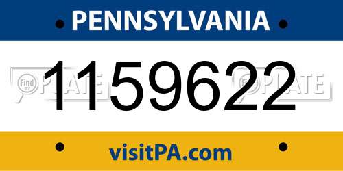 1159622 Pennsylvania License Plate