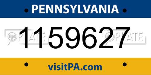 1159627 Pennsylvania License Plate
