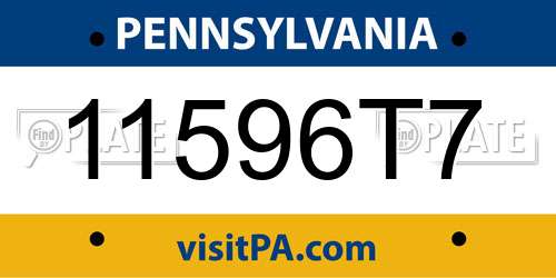 11596T7 Pennsylvania License Plate