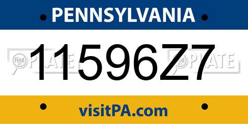 11596Z7 Pennsylvania License Plate