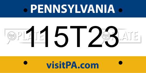 115T23 Pennsylvania License Plate