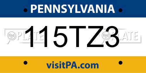 115TZ3 Pennsylvania License Plate