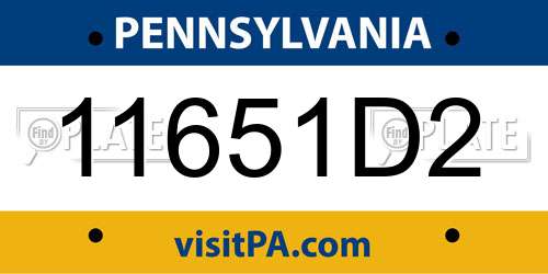 11651D2 Pennsylvania License Plate