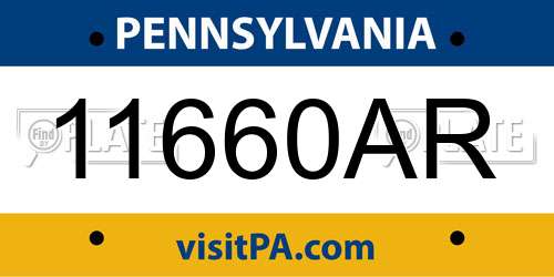 11660AR Pennsylvania License Plate