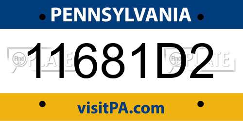 11681D2 Pennsylvania License Plate
