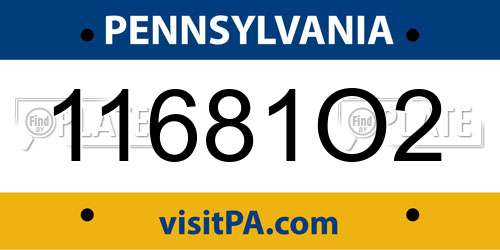 11681O2 Pennsylvania License Plate
