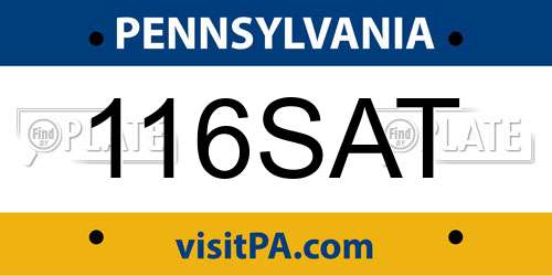 116SAT Pennsylvania License Plate