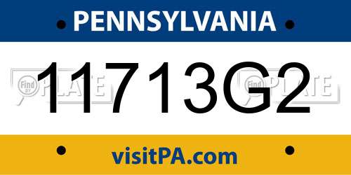 11713G2 Pennsylvania License Plate