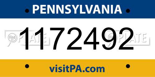 1172492 Pennsylvania License Plate