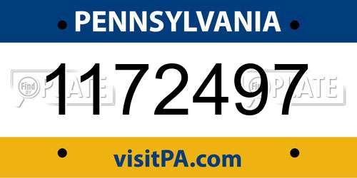 1172497 Pennsylvania License Plate