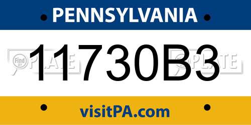 11730B3 Pennsylvania License Plate