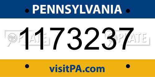 1173237 Pennsylvania License Plate