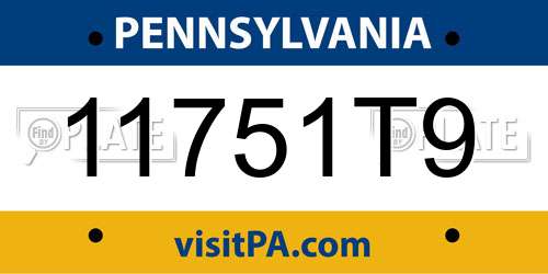 11751T9 Pennsylvania License Plate