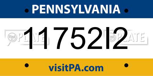 11752I2 Pennsylvania License Plate