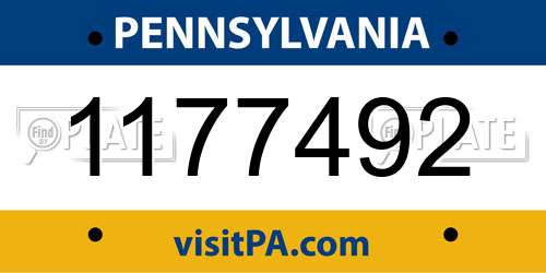 1177492 Pennsylvania License Plate