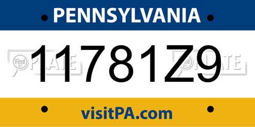 11781Z9 Pennsylvania License Plate