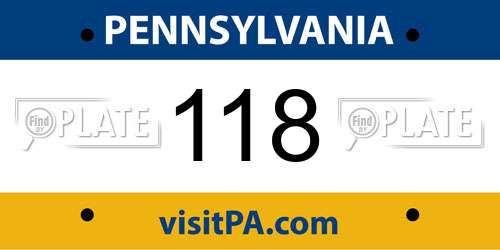 118 Pennsylvania License Plate