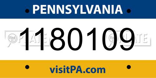 1180109 Pennsylvania License Plate