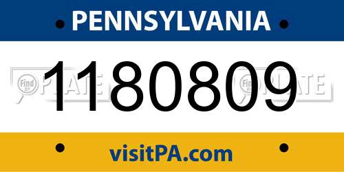 1180809 Pennsylvania License Plate