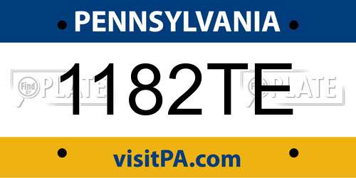 1182TE Pennsylvania License Plate