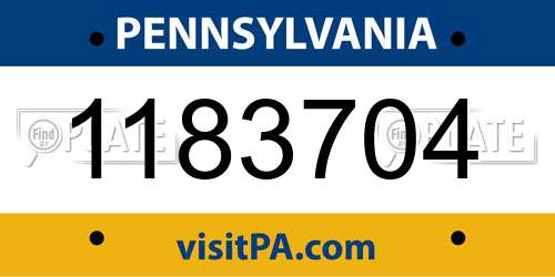 1183704 Pennsylvania License Plate