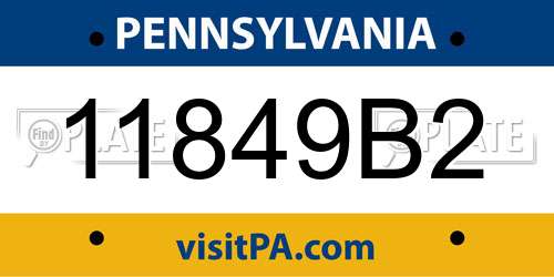 11849B2 Pennsylvania License Plate