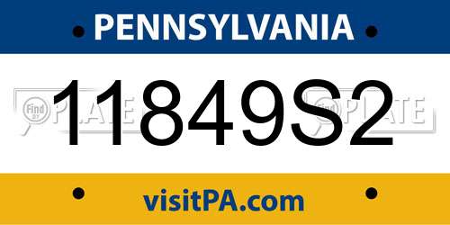 11849S2 Pennsylvania License Plate