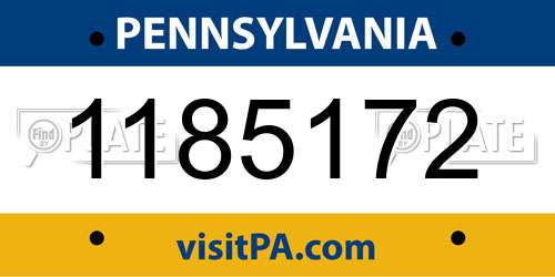 1185172 Pennsylvania License Plate
