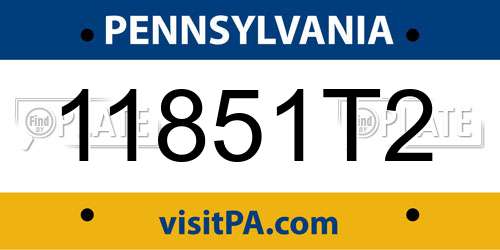11851T2 Pennsylvania License Plate