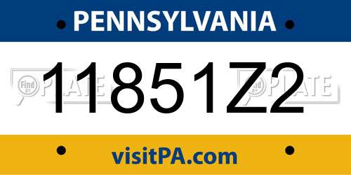 11851Z2 Pennsylvania License Plate