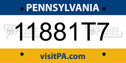 11881T7 Pennsylvania License Plate