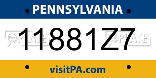 11881Z7 Pennsylvania License Plate