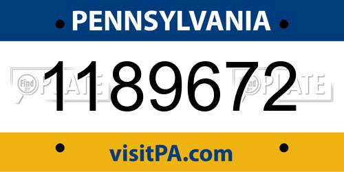 1189672 Pennsylvania License Plate