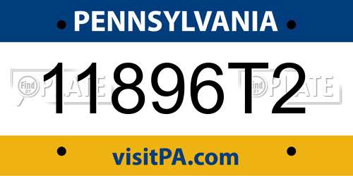 11896T2 Pennsylvania License Plate