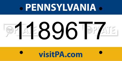 11896T7 Pennsylvania License Plate