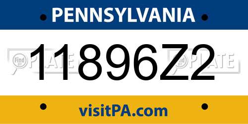 11896Z2 Pennsylvania License Plate