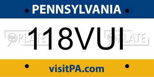 118VUI Pennsylvania License Plate