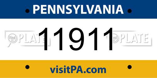 11911 Pennsylvania License Plate