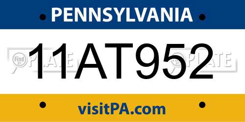 11AT952 Pennsylvania License Plate