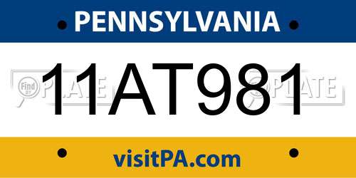 11AT981 Pennsylvania License Plate