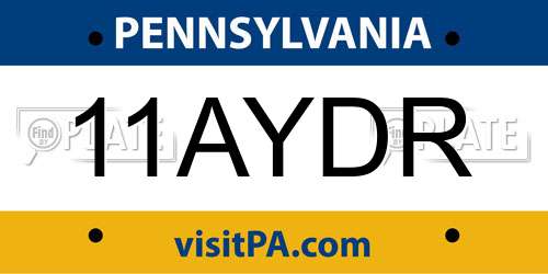 11AYDR Pennsylvania License Plate