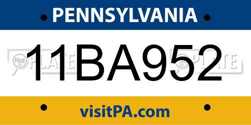 11BA952 Pennsylvania License Plate