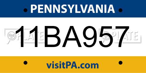 11BA957 Pennsylvania License Plate
