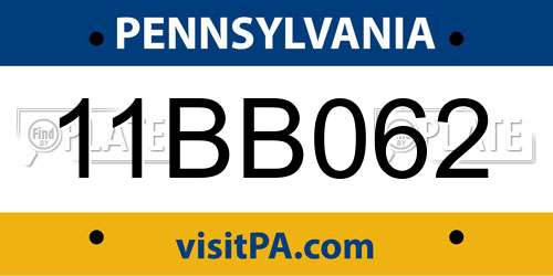 11BB062 Pennsylvania License Plate