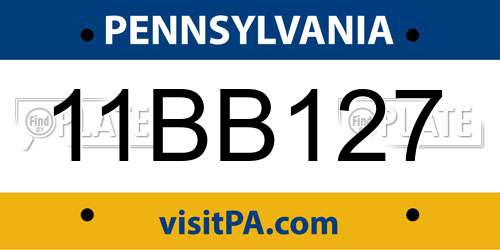 11BB127 Pennsylvania License Plate