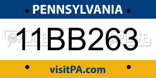 11BB263 Pennsylvania License Plate