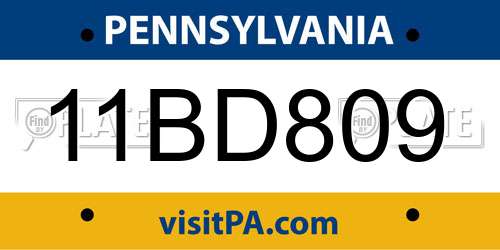 11BD809 Pennsylvania License Plate